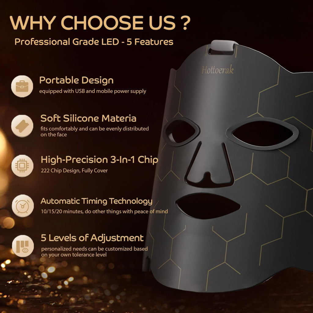 Red Light Therapy for Face, LED Face Mask Light Therapy 660 & 850 Wavelength for Reduce Fine Lines and Wrinkles Facial Care