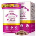 Beef Organ Supplement for Women - Grass-Fed Beef Liver, Kidney, Heart, Uterus, Ovary - Supports Female Energy & Hormone Balance - Pasture Raised in New Zealand - Iron, B12 & CoQ10 - 120 Capsules