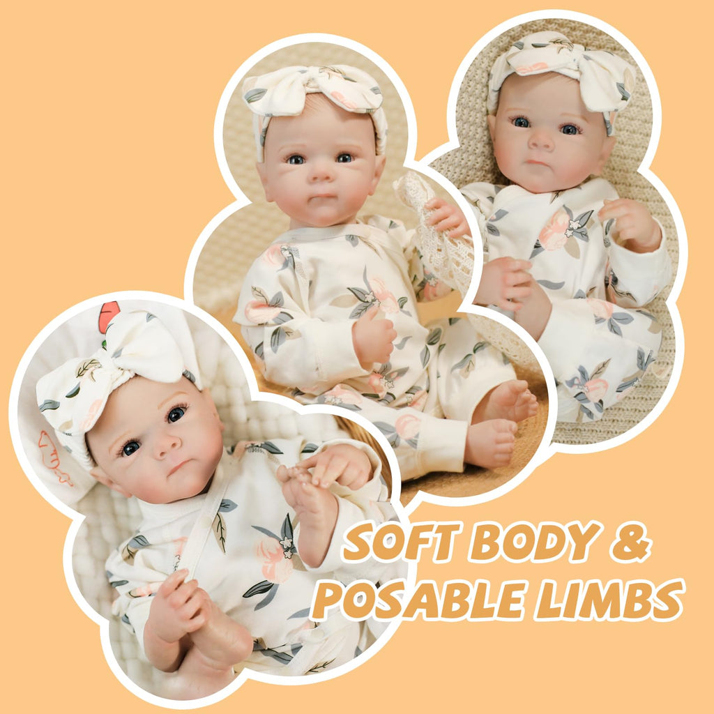 Lifelike Reborn Baby Dolls - 20Inch Soft Vinyl Realistic Newborn Baby Dolls Poseable Real Life Baby Girls Dolls with Doll Accessories and Gift Box for 3+ Year Old Girls Kids