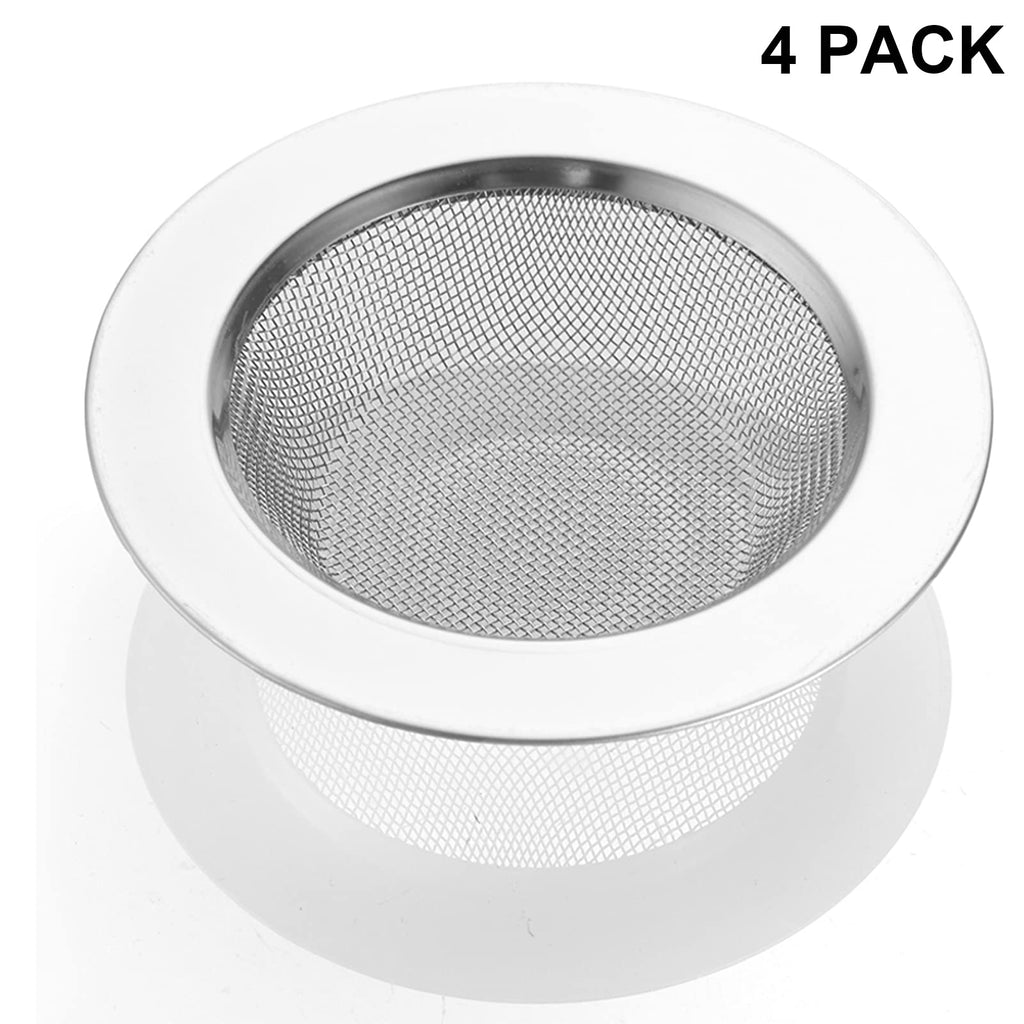 LASSHSWA 4 PCS Kitchen Sink Strainer Stainless Steel, Kitchen Sink Drain Strainer，Sink Strainers with Large Wide Rim 4.5" Diameter for Kitchen Sinks