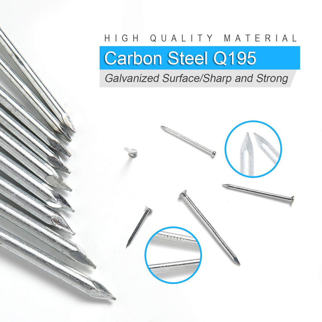 376PCS Galvanized Nails Kit with Storage Box, 6 Sizes for Hanging Pictures
