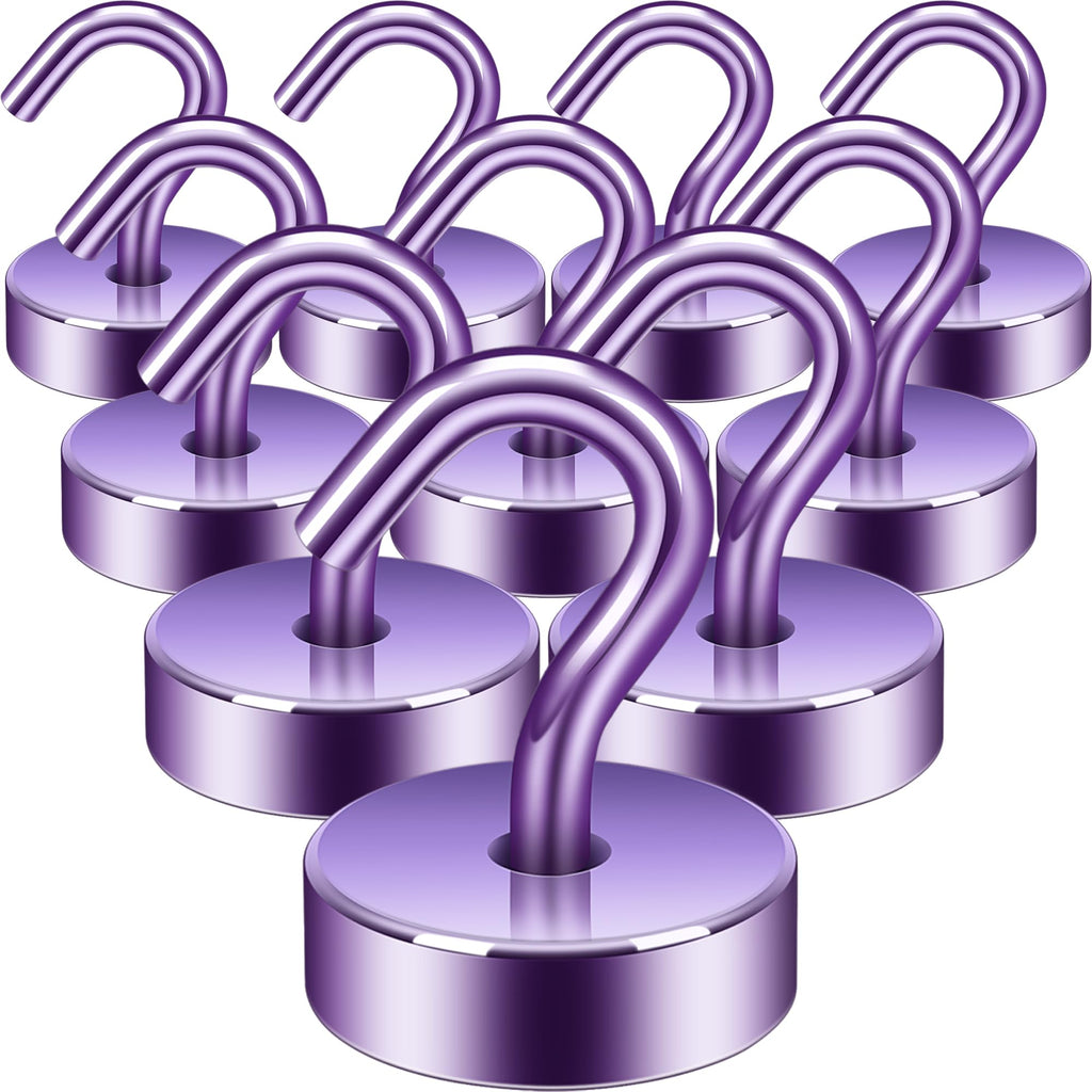 Neosmuk Magnetic Hooks Steel Tube Design for Cruise,40lb+ Purple,10 Pack