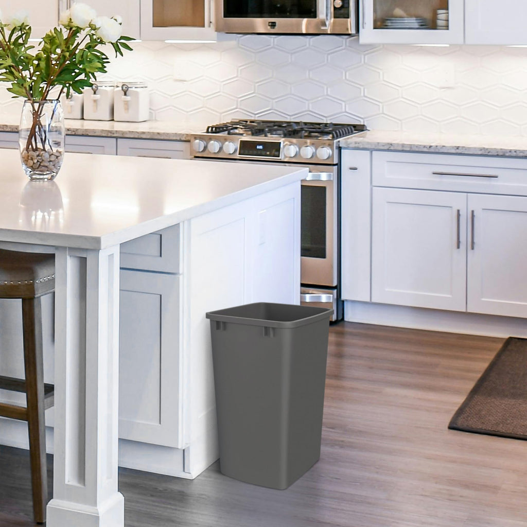 Rev-A-Shelf 2-Pack 35 Quart Polymer Replacement Trash Bin, Recycle Waste Garbage Container for Kitchen Cabinet Pullouts, Gray, RV-35-13-2 - Large Plastic Bins for Home and Office