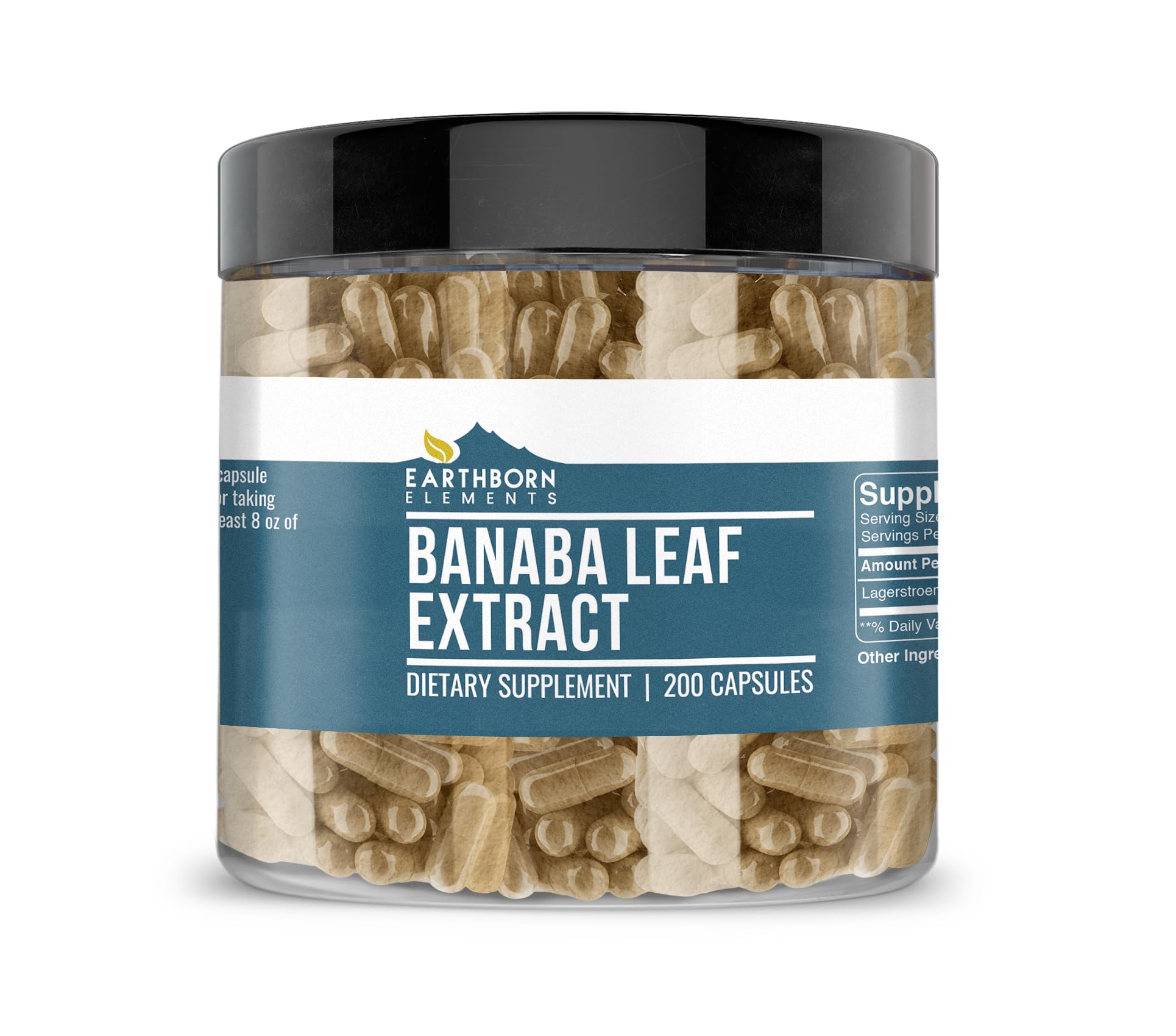 Earthborn Elements Banaba Leaf Extract 200 Capsules, Pure & Undiluted, No Additives