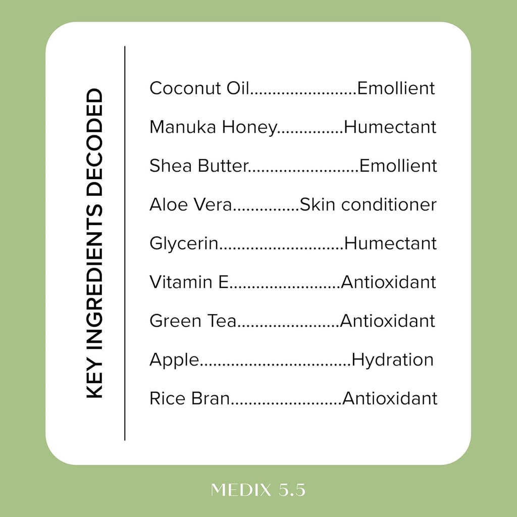 Medix 5.5 Men & Women Coconut Body Lotion + Manuka Honey Cream | Natural Coconut Oil Lotion | Moisturizer Cream Body Butter Skin Care Balm | Stretch Marks, Cellulite, & Dry Skin |15 Fl Oz
