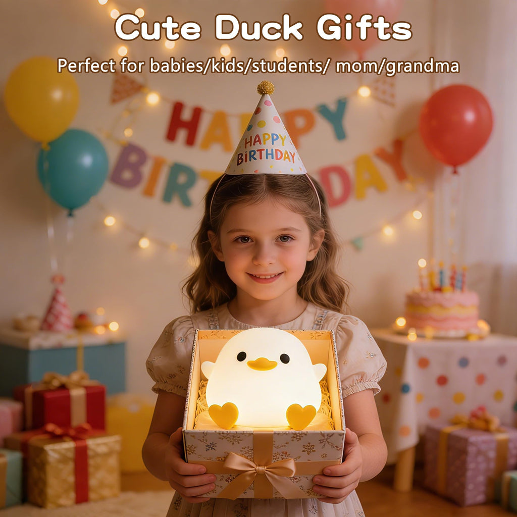 FAMIDUO Duck Night Light, Cute DoDo Duck Lamp, Squishy Silicone Dimmable Bedside Light for Baby Nursery with Timer, Rechargeable Touch Nightlight for Boys Girls Room Decor, Birthday Gift for Kids