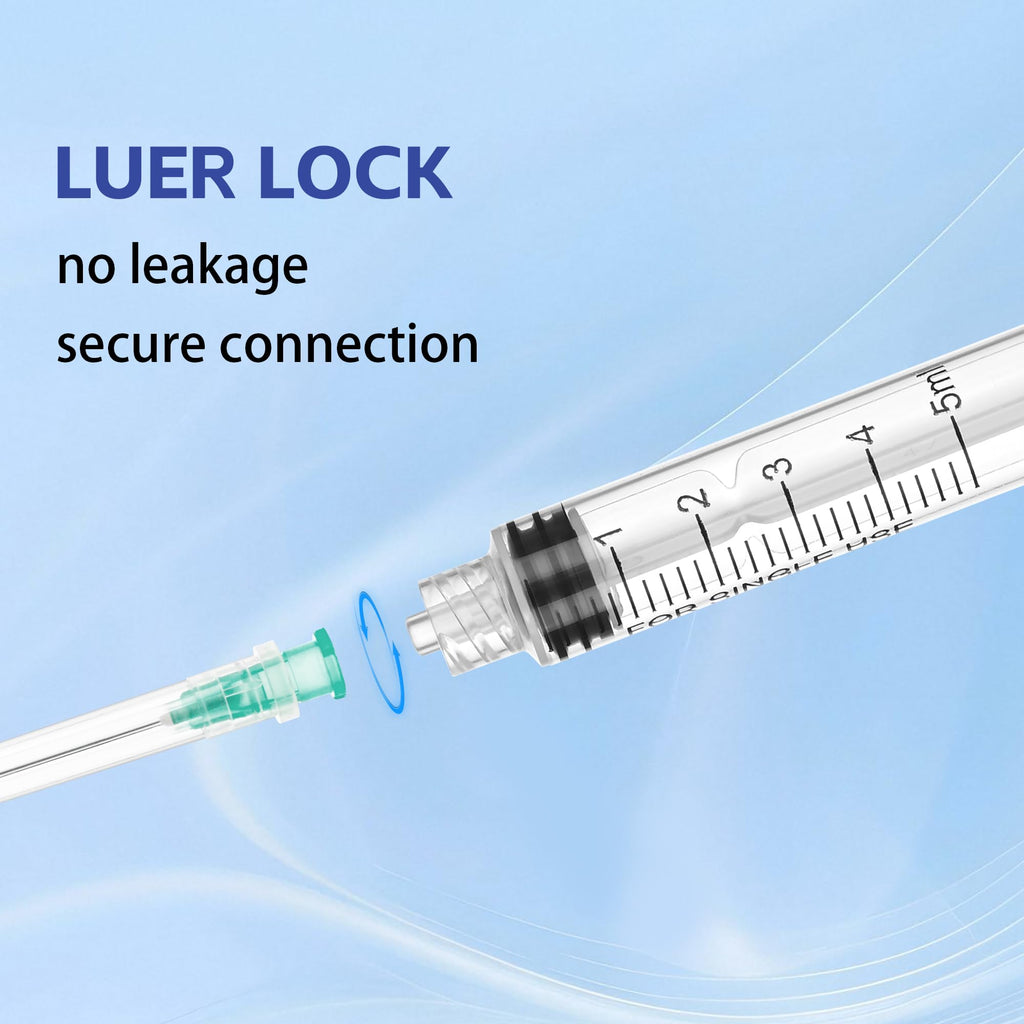 5ml Syringe with 21 Gauge 1.5 Inch for Scientific Lab Industrial Dispensing or Measuring,100pack