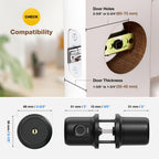ThorBolt G1 Fingerprint Door Knob Lock with Keypad Biometric Door Knob Auto-Lock 4* AAA Alkaline Batteries Interior Door Lock for Bedroom, Garage, Office, Pantry Door Silver