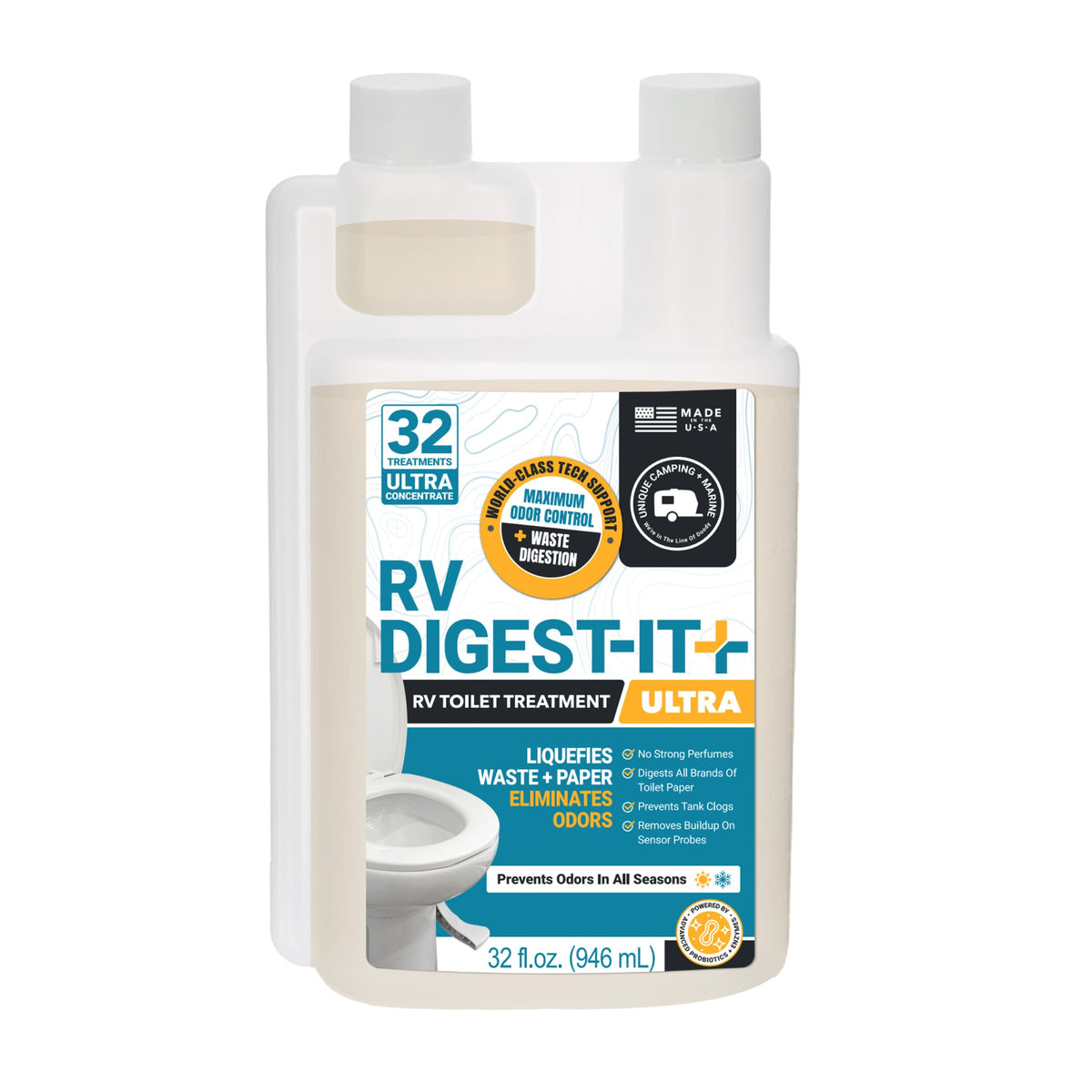 Unique RV Toilet Treatment, RV Digest-It Ultra Liquid, 32 Uses