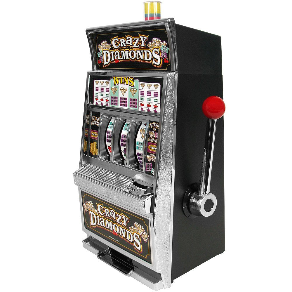 Slot Machine– Las Vegas Slot Machine with Casino Sounds, Flashing Lights, and Chrome Trim – Accepts 98% of World Coins by Trademark Poker