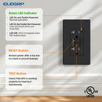 ELEGRP GFCI Outlet 20 Amp, Self-Test GFI Electrical Outlet with Thinner Design, TR Tamper Resistant GFCI Receptacle, Ground Fault Circuit Interrupters with Wall Plate, UL Listed, Matte Black, 1 Pack
