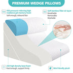Simpledad Wedge Pillow for Sleeping, Orthopedic Bed Wedge Pillow Set, 15-in-1 3PCS Adjustable Memory Foam Wedge Pillows Post Surgery, 9 &16 & 20 inches Height 3-in-1 Incline Wedges Pillows