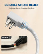 DEWENWILS 1 Ft Extension Cord with 3-Prong Flat Plug, 15A/1875W 14/3 SPT-3 Flat Wire, Space-Saving for Home Office Appliances & Electronics, ETL Certified, 3-Pack, White