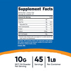 Nutricost MCT Oil Powder 1LB (16oz) - Great for Keto, Ketosis and Ketogenic Diets - Zero Net Carbs, Non-GMO + Gluten Free (Medium Chain Triglyceride)