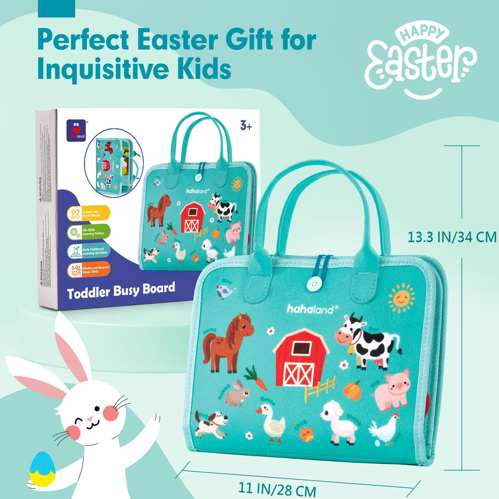 hahaland Busy Board for Toddlers Girls Montessori Toys for 3+ Year Old Farm Animals Preschool Learning Activities Toddler Travel Toys for 3+