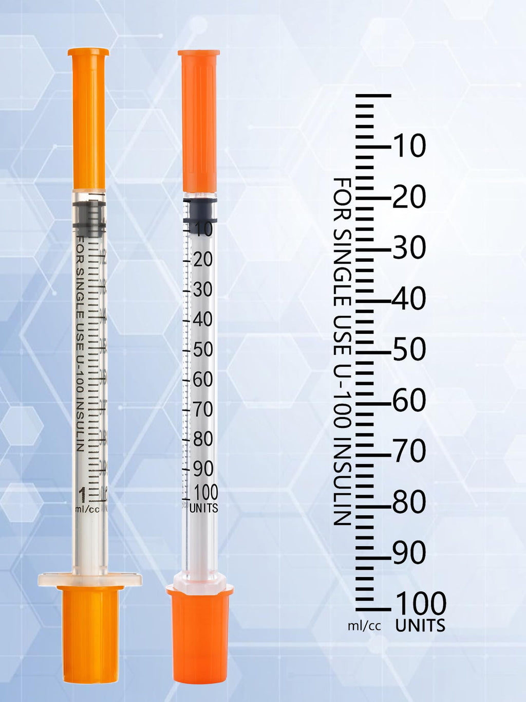100 Pack 1ml Disposable Syringe, 30G 1cc 5/16 Inch (8mm) Lab Supplies Syringes, Individually Wrapped