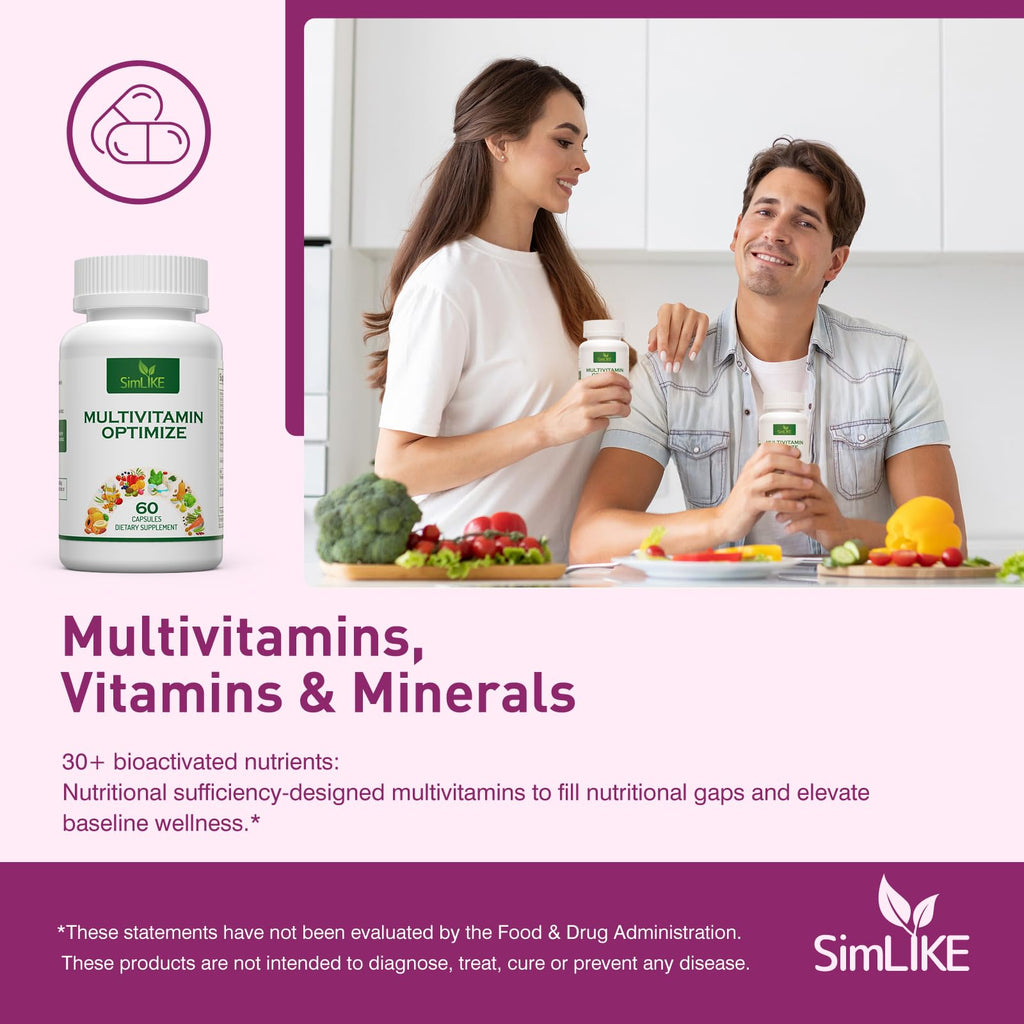 Methylated Multivitamin for Women, 30-in-1 Nutrients Formula with Inositol, CoQ10, Biotin, Zinc for Hair Health Support, Resveratrol, Vitamin C, Alpha Lipoic Acid for Skin Health Support, 60 Capsules