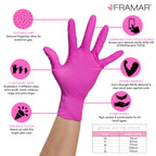FRAMAR Pink Gloves Disposable Latex Free XS – Pink Nitrile Gloves XS, Nitrile Glove For Hair Dye, Salon, Cleaning, Tattoo, Food Prep, Non Latex Rubber, Extra Durable – 100 Pack