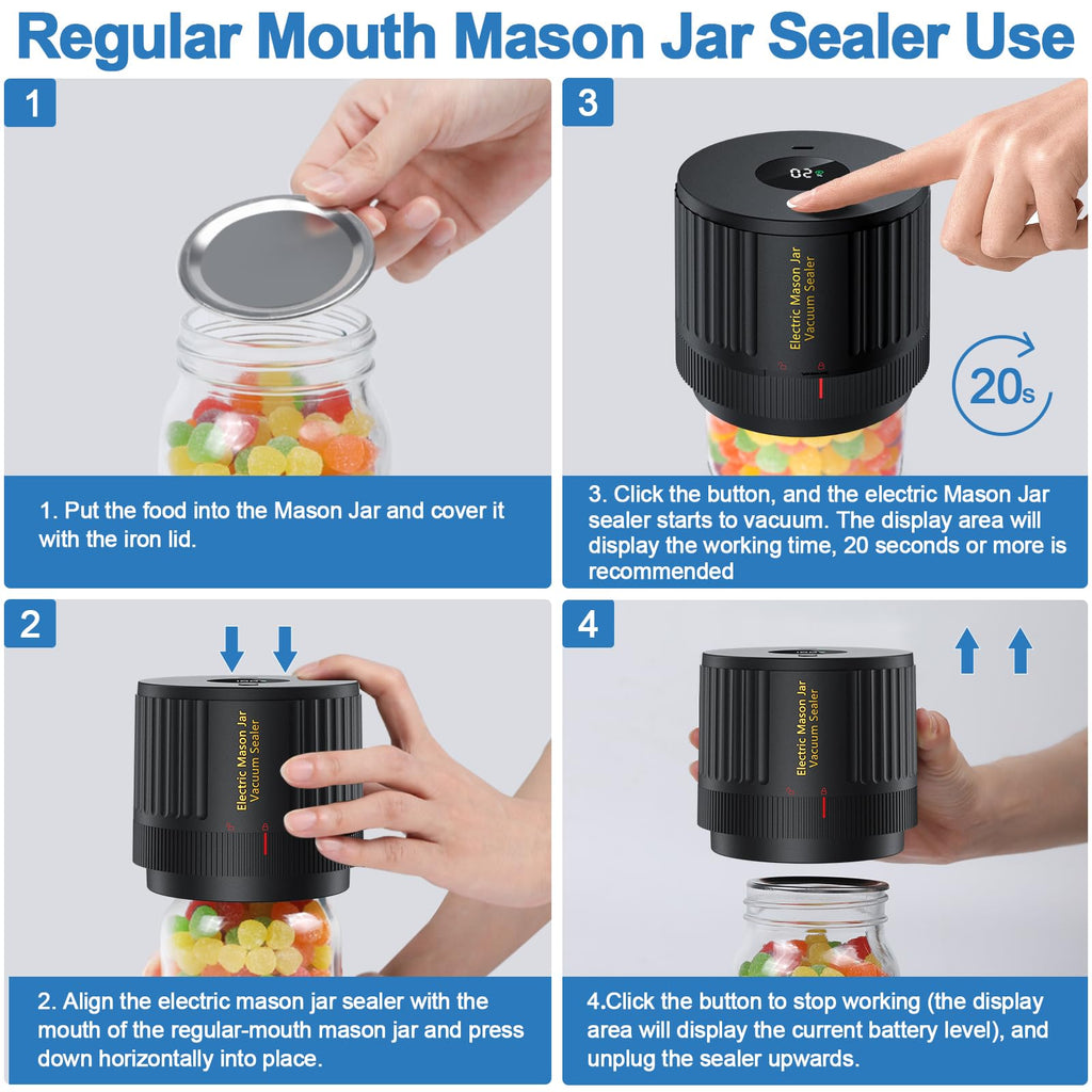 LOVE MOMENT Electric Mason Jar Vacuum Sealer Kit with One Touch Auto-Pause