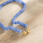 NLIEO Aquamarine Gemstone Beaded Necklace for Women