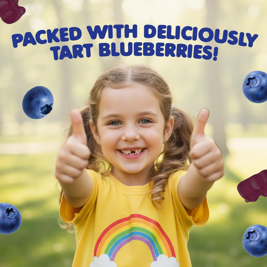 Dr. Moritz Kids Magnesium Gummies, No Sugar Added and Non-GMO Magnesium Supplement, Calm Kids Chewables with Blueberry Flavor, 60 Gummies