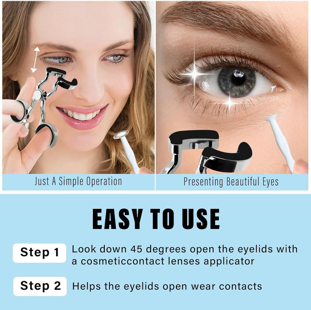 RQUXMT Contact Lens Applicator Tool - Easy Lens Helper for Beginners, Long Nails, Travel & Daily Use，Black