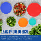 Replacement Lids for Pyrex Glass Food Storage Containers Round Plastic (2) 7202-PC 1 Cup Green (2) 7200-PC 2 Cup Orange (2) 7201-PC 4 Cup Blue (1) 7402-PC 6/7 Cup Red