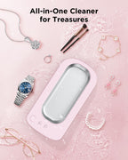 OSLTWI Ultrasonic Jewelry Cleaner Machine: 48KHz Ultra Sonic Cleaner for Jewelry,Eyeglass,Rings,Watch Band,Dentures,with Dual Cleaning Modes,350ML 304 Stainless Steel Tank,Gift for Wife,Mom,Daughter