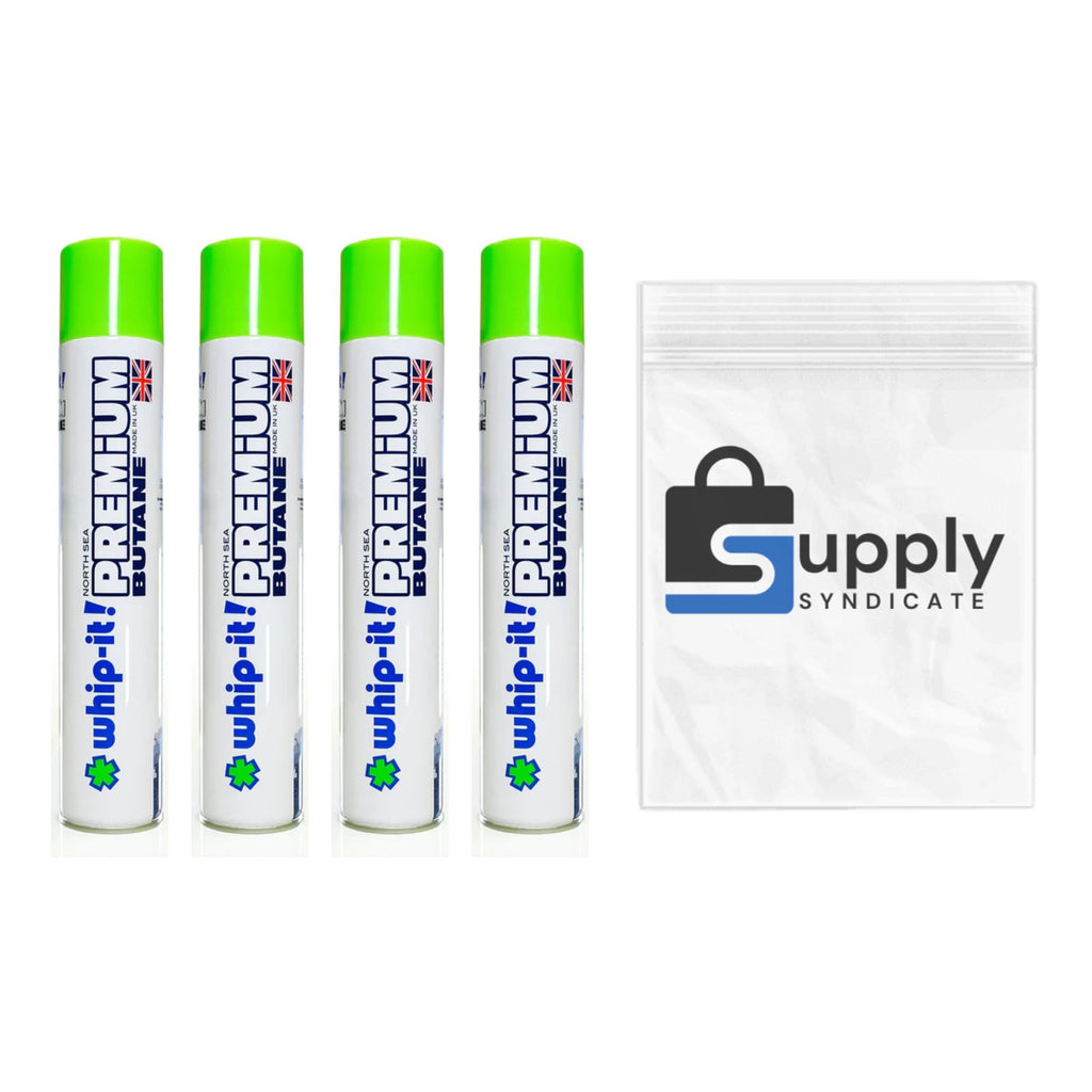 Whip-It! Premium Butane Can 420ml (4 Pack), Virtually Zero Impurities, in Supply Syndicate Packaging