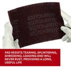 3M Scotch-Brite General Purpose 7447 Hand Pad, Very Fine Grade, 6 in x 9 in, Pack of 20, Aluminum Oxide, Surface Preparation, Scuffing, Blending, Cleaning, Maroon