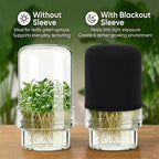 DWETG Sprouting Jar Kit, 2 Pack Wide Mouth Mason Jar Sprouter with Stainless Stee Screen Lids & Mess-Free Drip Covers Complete Indoor Microgreens Growing Kit Broccoli Alfalfa Gardening Gift