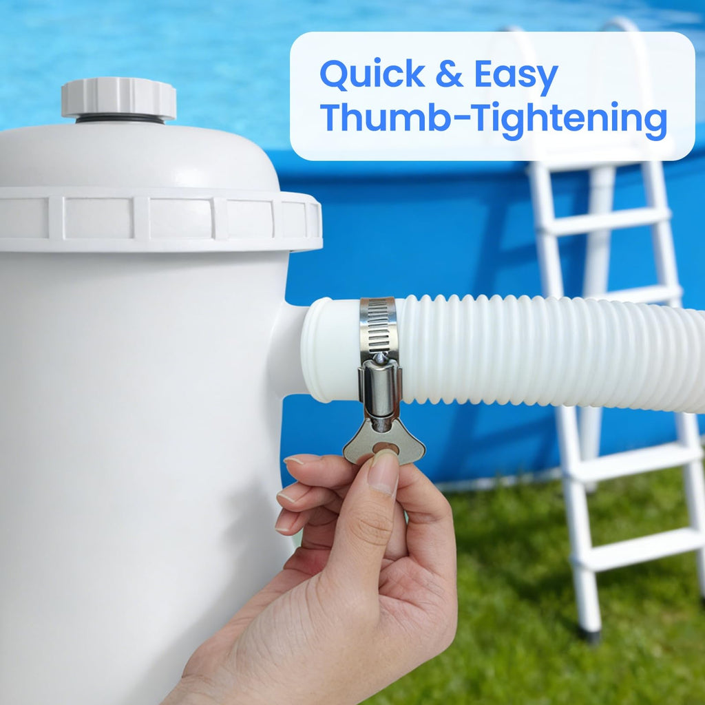 Poolvio Pool Hoses for Above Ground Pools 1.25" Diameter x 59" Long, 3-Pack, Heavy Duty UV Resistant & Leak-Proof Pool Pump Hoses with 6 Metal Thumb Clamps, Fits Intex Filter Pump 607/637
