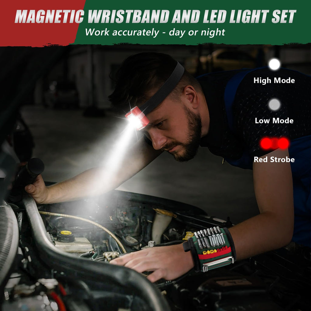 UUP Magnetic Wristband with LED Light Tool Belt Gifts for Men Mechanic