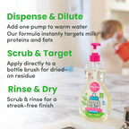 Dapple Baby Fragrance Free Bottle & Dish Soap - (3 Pack) 16.9 fl oz - Cleans Baby Bottles, Sippy Cups, Pacifiers, Breast Pumps, & More - Gently Removes Milk Film & Odors - Includes 1 Pump