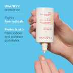Clarins UV Plus Anti-Pollution, Broad Spectrum SPF 50 Tinted Face Sunscreen | Sheer Finish | Lightweight and Oil-Free | Triple Protection From UVA/UVB Rays, Free Radicals and Pollutants | Shade Light