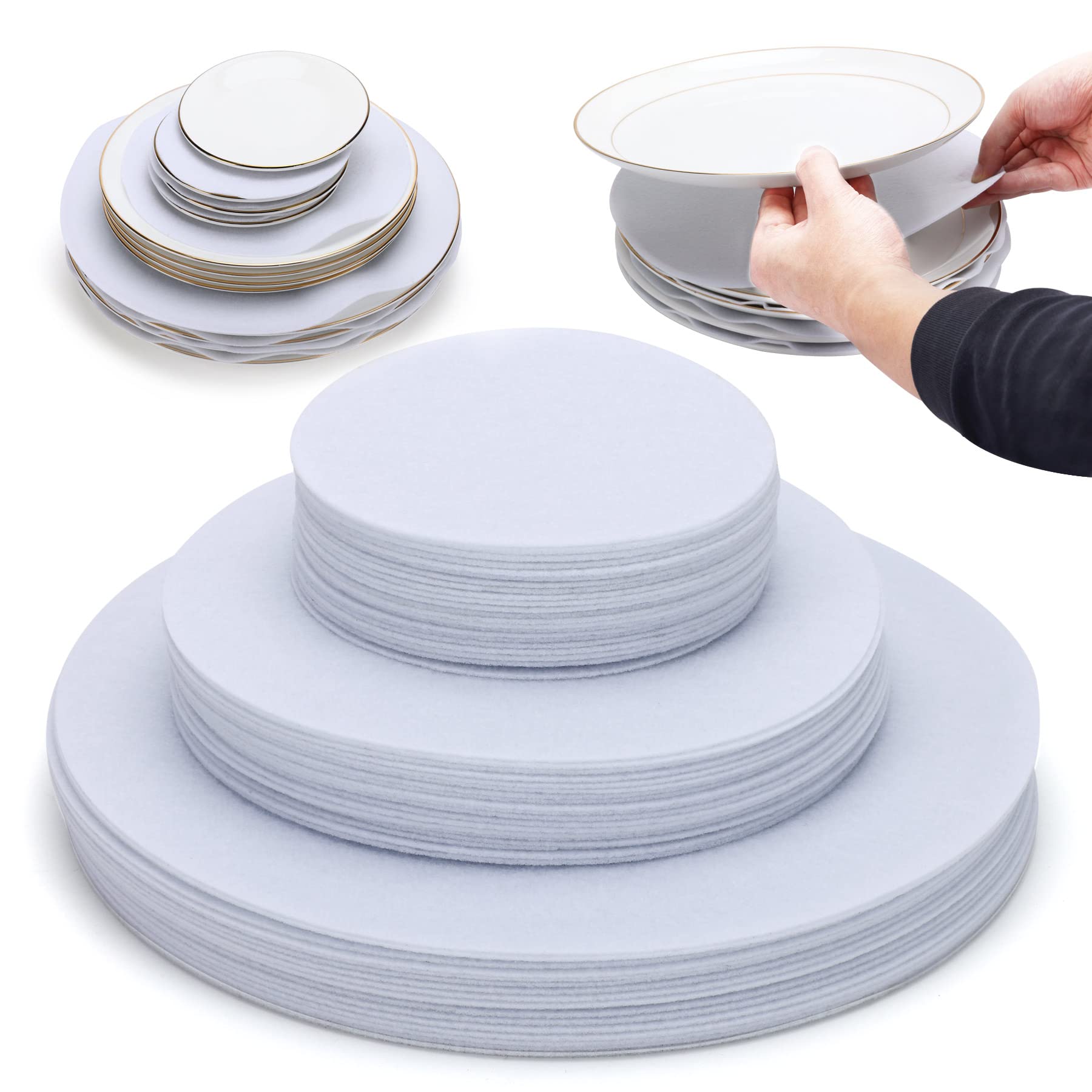 Imncya Plate Separators Storage, Set Of 60 And 3 Different Size, Thick and Premium Soft Felt Plate Dividers For China, Dish, Coffee Saucers Protecting and Stacking