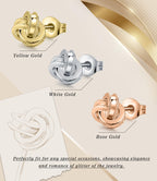 Gold Plated Sterling Silver Studs Love Knot Earrings For Women | Hypoallergenic & Nickle Free Jewelry for Sensitive Ears (8, white-gold-plated-silver)
