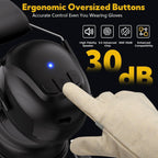 Kalence Bluetooth 6.0 Hearing Protection with 120H Working Time, 30dB Safety Earmuffs, Rechargeable Ear Protection Headphones with Mic for Mowing, Workshops, Construction, Snowblowing, Black