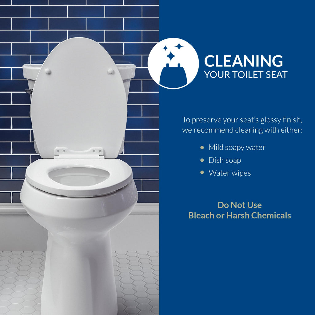 CHURCH Toilet Seat, Easy Clean Hinges Release for Deep Cleans, Durable Enameled Wood Seat, Elongated, White