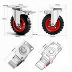5 Inch Caster Wheels Heavy Duty with Dual-Lock Safety Brake and Rubber Tire Wheels, Heavy Duty - 400 Lbs Per Caster for Workbench, Trolley, Cabinet, Swivel Rubber Wheel 4-Packs with mounting Hardware