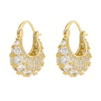 MIKAMU 14K Gold Thick Oval Hoop Earrings for Women CZ cubic zirconia Gold Plated trendy Thick Oval Earring for Women Jewelry (gold)