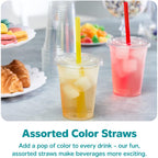 GUSTO [16 oz. - 100 Count Clear Cups with Flat Lids & Straws - Disposable Clear Drinking Cups for Iced Coffee, Cold Drinks, Milkshakes, and Smoothies - Formerly Comfy Package
