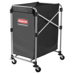 Rubbermaid Commercial Products, Collapsible X Cart, Black, Steel 4 Bushel Bin, Commercial Laundry Cart with Wheels for Hotel/Nursing Home/Home/College Easily Move Laundry/Supplies/Groceries