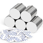 DIYMAG 50 Pack Strong Magnets with Double Sided Adhesive, 1.26" x 0.12" Round Permanent Powerful Neodymium Disc Rare Earth Magnet for Fridge Classroom DIY Building Scientific Craft and Office