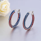 CiNily 4th of July Hoop Earrings for Women 925 Sterling Silver Post Earring