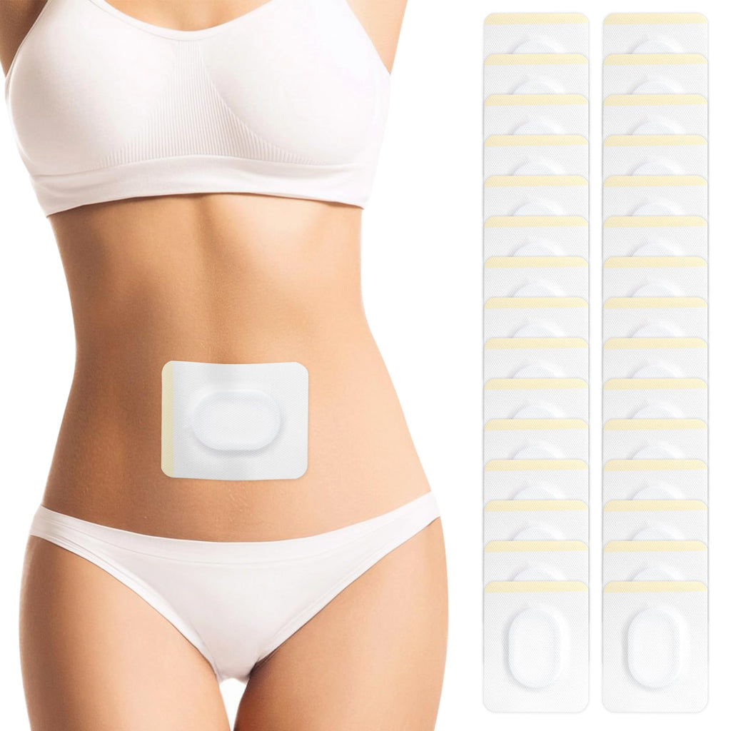 30Pcs ZINGTERRA Self-Adhesive Ellipse Castor Oil Pack Wrap for Belly Button,Disposable Highly Absorbent Organic Cotton Castor Oil Packs,No Wash,Anti-Seepage((Oil Not Included)