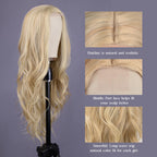 Aida ble Long Wavy Blonde Wig for Women 26 Inch Middle Part Synthetic Wig