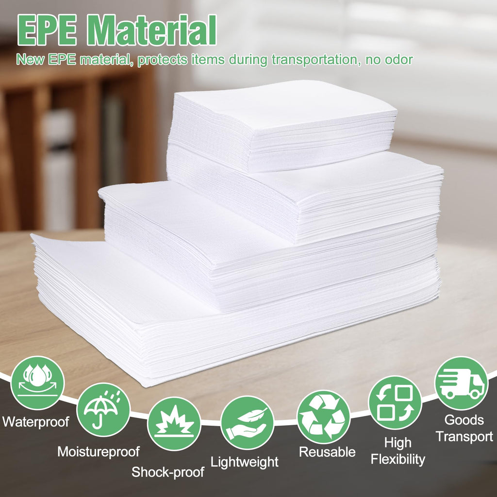 540Pcs Dish Packing Supplies for Moving, 270 Cushion Foam Wrap Pouches & Sheets 4 Sizes (16x12", 12x12", 12x7.8", 7.8x7.8") with 70 Fragile Stickers Plate Packing Sleeves for Fragile Shipping Storage
