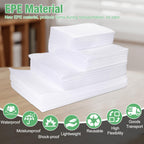 540Pcs Dish Packing Supplies for Moving, 270 Cushion Foam Wrap Pouches & Sheets 4 Sizes (16x12", 12x12", 12x7.8", 7.8x7.8") with 70 Fragile Stickers Plate Packing Sleeves for Fragile Shipping Storage