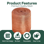 3rd Gen Copper Mesh Rodent Control Kit 5" x 205ft, 100% Premium Copper Wool for Sealing Holes & Water Gaps, Blocks Slugs, Snails, Mice & Pests – with Scissors & Packing Tool